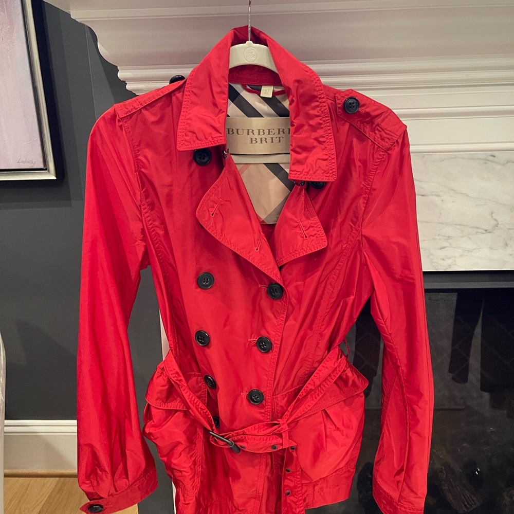 Burberry Vibrant Red Trench Coat